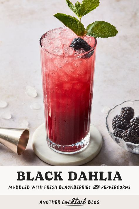 Served tall over ice, this blackberry peppercorn vodka collins is a stunning drink. It's made with fresh muddled blackberries, vodka and all the traditional collins ingredients, but we've elevated it with subtle kick of freshly cracked peppercorns from a homemade simple syrup. Blackberry Vodka Drinks, Blackberry Vodka, Homemade Simple Syrup, Blackberry Drinks, Vodka Collins, Vodka Sunrise, Bartending Tips, Blackberry Syrup, Vodka Martini