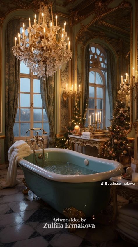 Bathroom Castle Aesthetic, Rococo Bathroom, Fairytale Bathroom, Castle Renovation, Castle Bathroom, Palace Bathroom, Royal Interior, Scrapbooks Ideas, Whimsical Aesthetic