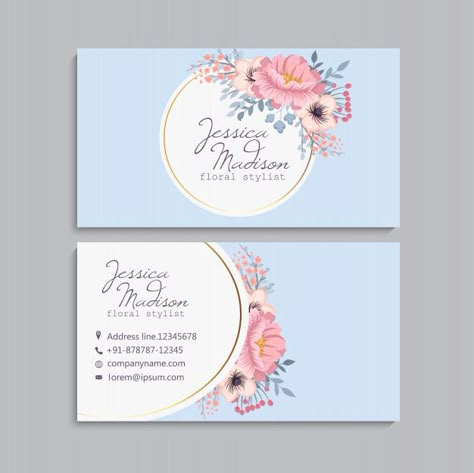 Business Card Free Template, Business Cards Beauty, Business Card Design Minimal, Free Business Card Design, Cute Business Cards, Bakery Business Cards, Pink Business Card, Beautiful Business Card, Floral Business Cards