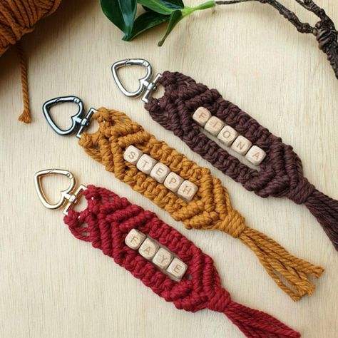 Handmade macrame name keychain with wooden beads either in printed letters or laser engraved letters.  Add your personalization.  1. Enter the color of your preferred cotton cord.  2. Enter your personalized name. Maximum 7 characters in one name, no special characters.   Package includes : 1 piece of handmade macrame keychain. Thank you for your interest. Looking forward to serving you. Macrame Name, Macrame Keychain With Letter Beads, Macrame Name Keychain, Macrame And Wood Keychain, Macrame Keychain Name Beads, Man Keychain Macrame, Masculine Macrame Keychain, Jw Convention Gifts, Jw Convention