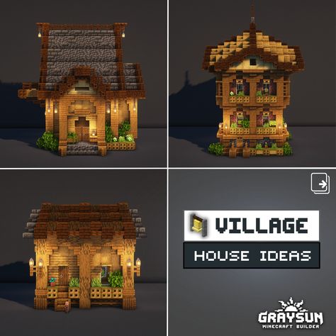 3 village house designs for Minecraft Minecraft Oak Village House, Minecraft Village Bakery, Minecraft Village Bell Design, Spruce Village Revamp Minecraft, Minecraft Village Renovation, Minecraft Custom Village Houses, Minecraft Spawn Builds, Underground Village Minecraft, Minecraft Fantasy Village Ideas