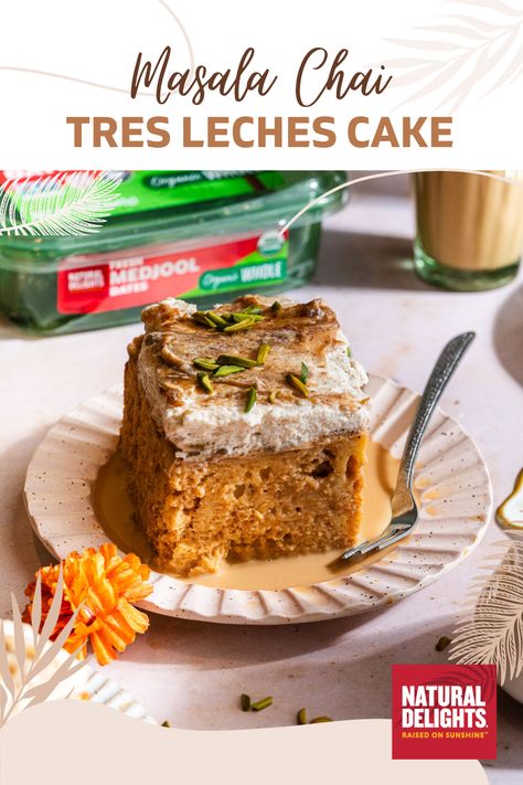 Masala Chai Tres Leches Cake Tres Leches Flavors, Pumpkin Chai Tres Leches Cake, Chai Date, Chai Tres Leches, Rasmalai Tres Leches Cake, Masala Chai Tres Leches, Milk Tea Cake, Rasmalai Tres Leches, Fluffy White Cake