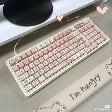 Fancy Keyboard, Pink Pc, Keyboard Ideas, Dream Inspiration, Custom Keyboard, Gaming Desk Setup, Game Aesthetic, Alphabet Sounds, Bathroom Stuff