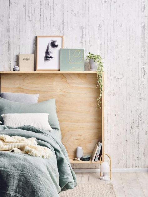 Plywood Headboard, Bed Heads, Minimal Interior Design, Neutral Bedrooms, Dekor Diy, Head Board, Diy Headboards, Diy Headboard, Minimalism Interior