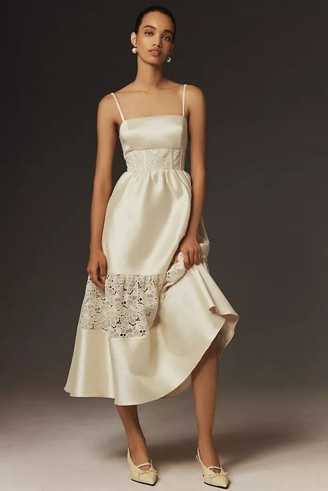 Wedding Party & Bridal Event Dresses | Anthropologie Rehersal Dinner Dresses, A Line Midi Dress, Bridal Wardrobe, Midi Wedding Dress, Bhldn Dresses, Rehearsal Dinner Dresses, Bridal Elegance, Rehearsal Dress, Bridal Event