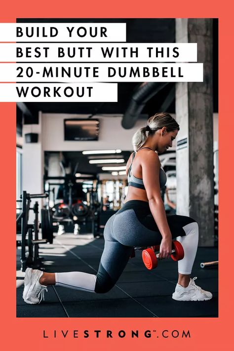 20-Minute Dumbbell Workout for Your Butt | Livestrong.com Home Exercise Program, Squats And Lunges, Interval Workout, Glute Workout, Home Exercise Routines, Glute Bridge, Strength Training Workouts, At Home Workout Plan, Stretch Band