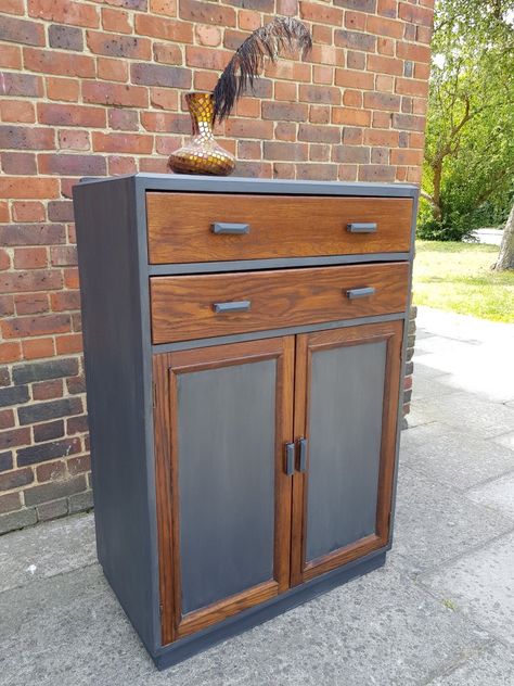 Refurbished Cupboard, Industrial Boys Bedroom, Nathan Furniture, Bedside Lockers, Painted Houses, Upcycle Furniture, Furniture Upcycling, House Move, Construction Ideas