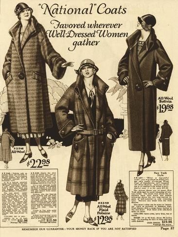 size: 12x9in Art Print: American Ladies Coat Fashion : 1920 Fashion Women, 1930s Fashion Plates, 1920 Women's Fashion, 1920s Fashion Women, 1920s Women, Ladies Coat, Fashion Art Prints, Women Gathering, Well Dressed Women