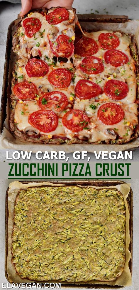 Ella Vegan, Keto Pizza Crust, Vegan Pizza Dough, Zucchini Pizza Crust, Low Sugar Diet Recipes, Pizza Vegana, Law Carb, Zucchini Pizza, Keto Zucchini