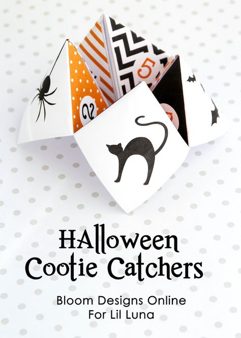 Halloween Cootie Catcher - the kids are obsessed with these things!! Get the free prints on { lilluna.com } Halloween Candy Alternatives, Free Halloween Coloring Pages, Cootie Catcher, Lil Luna, Fortune Tellers, Kids Imagination, Halloween Coloring Pages, Halloween Games, Free Halloween