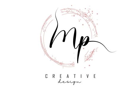 Handwritten Mp M p letter logo with sparkling circles with pink glitter. Mp Monogram Design, Mp Logo Design, P Letter Logo, Mp Logo, P Letter, Bond Paper Design, Edit Logo, Aadi Shakti, Editing Video