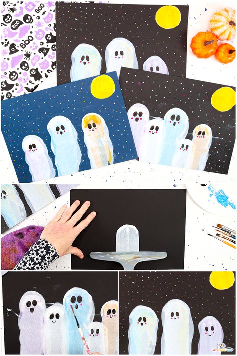 Get creative this Halloween with our easy squeegee ghost painting tutorial! Perfect for kids of all ages, this fun craft is ideal for parties or group activities. Learn how to make spooky, colorful ghosts step-by-step! Squeegee Art, Simple Ghost, Art For Halloween, October School, Ghost Painting, Fun Halloween Games, Spider Crafts, Halloween Crafts For Toddlers, Ghost Art