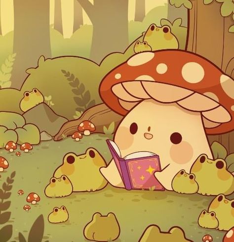 Cute Mushroom Wallpaper, Cute Illustration Character, Cute Frog Cartoon, Mushroom Cute, Kawaii Mushroom, Solgaleo Pokemon, Mushroom Wallpaper, Pen Tray, Frog Art