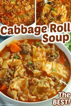 Cabbage Roll Soup Recipe, Unstuffed Cabbage Soup, Cabbage Soup Diet Recipe, The Best Soup, Baked Cabbage, Best Soup, Unstuffed Cabbage, Cabbage Roll Soup, Cabbage Roll