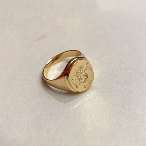 Signet Ring Mens, Men Signet Ring Gold, Signet Rings For Men, Signet Rings Women Vintage, Signet Rings Women Gold, Intaglio Ring, Family Crest Rings, Ring Initial, Custom Signet Ring