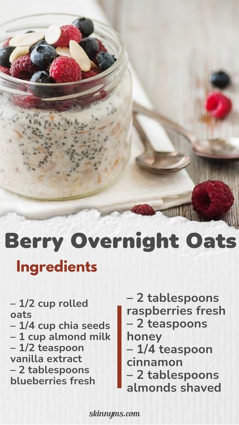 Try these Berry Overnight Oats with chia, almonds, and fresh berries the next time you want a nutrition-packed breakfast without any morning prep. Berry Overnight Oats Healthy, Overnight Oats With Berries, Berry Cheesecake Overnight Oats, Overnight Oats Berry, Mixed Berry Overnight Oats, Berry Overnight Oats, Overnight Oats With Chia, Chia Overnight Oats, Packed Breakfast