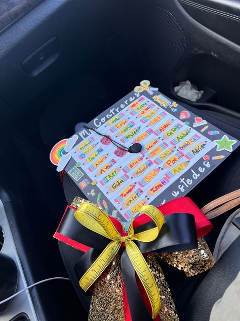 Graduate Elementary School, Teacher Graduation Party College, Teacher Graduation Sash, Happily Ever After Graduation Cap, Teacher Graduation Cap Students Sign, Student Teacher Graduation Stole, Teacher Grad Caps Education Major, Student Teaching Graduation Cap, Graduation Cap With Pictures