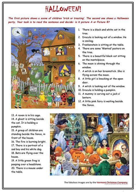 Halloween Worksheet, Vermont Christmas, Halloween Teaching, Halloween Lesson, Some Sentences, Halloween Writing, English Teaching Materials, Halloween Worksheets, Clever Classroom