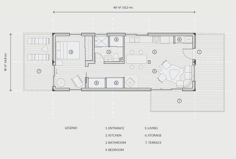 Dwell - 11 Shipping Container Home Floor Plans That Maximize Space Shipping Container Home Floor Plans, Container Home Floor Plans, Prefab Shipping Container Homes, Modular Home Builders, 3 Bedroom Floor Plan, Luxury Floor Plans, Small Floor Plans, Storage Container Homes, Shipping Container House Plans