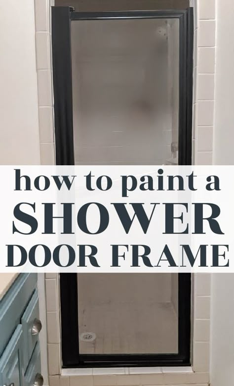 Painting your shower door frame is a cheap and easy way to update a dated shower. Learn how to paint your shower door frame and give it a fresh new look in an afternoon. Paint Shower Door, Paint Shower Door Frame, Shower Door Frame, Gold Shower Door, Diy Shower Door, Cheap Bathroom Makeover, Black Shower Doors, Bathroom Shower Doors, Diy Bathroom Makeover