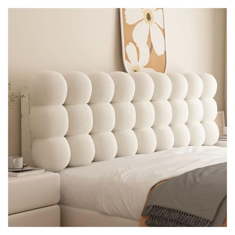 PRICES MAY VARY. 🔆ANTI-COLLISION WALL MAT：The surface is made of plush, filler sponge which is soft and fluffy, the fabric is and elegant, not easy to fade, soft touch, sweat-absorbent and dry, lint-free and ball-resistant, drape and crisp. 🔆COLLISION-PROOF HEADBOARDS: The headboard adopts elastic sponge design, which has the advantages of soft touch, good cushioning effect, Protection bottom plate,Sturdy and durable, not easy to crack or deform, can effectively reduce the impact caused by col Short Headboard Bed, Women’s Bedroom Decor, Crate And Barrel Kids Bedroom, Bed Headboard Ideas Aesthetic, Cozy Bed Canopy, Off Center Bed Placement Wall Decor, Quirky Home Decor Ideas, Influencer Room Decor, Bubble Headboard