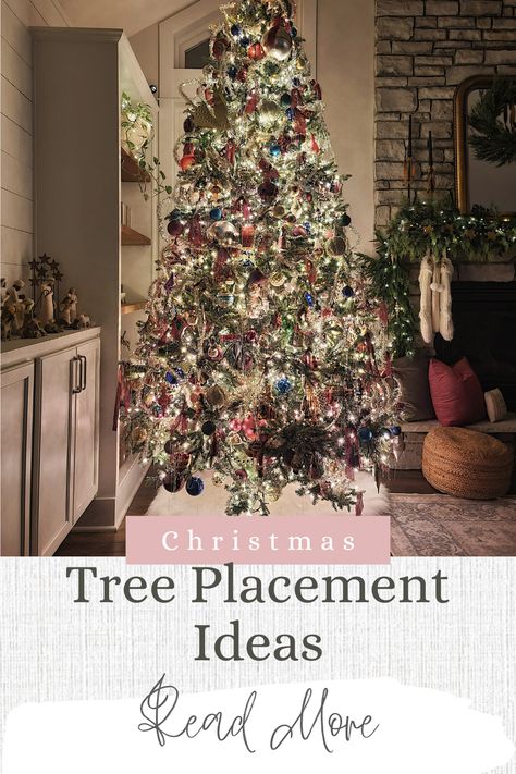 Check out all the rooms I place Christmas Trees in our Home Triple Christmas Tree Ideas, Christmas Tree Room Layout, Best Place To Put Christmas Tree, Christmas Tree In Middle Of Living Room, Christmas Tree Positioning, Places To Put Christmas Tree, Moving Furniture For Christmas Tree, Best Placement For Christmas Tree, Decorating 12ft Christmas Tree