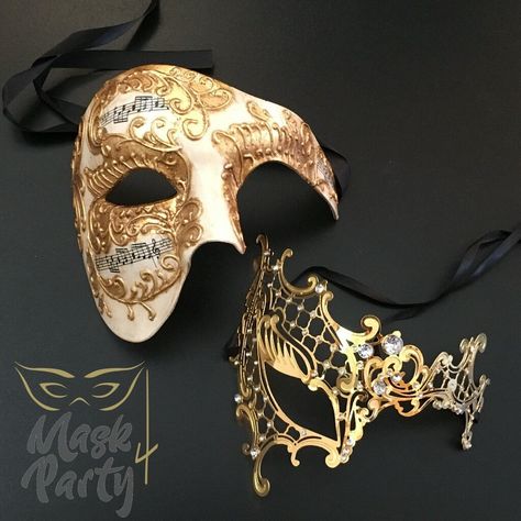 Wedding Palate, Masks Venetian, Masquerade Aesthetic, Couples Masquerade Masks, Gold Masquerade Mask, Masquerade Outfit, Punk Fashion Diy, Masquerade Wedding, Mascaras Halloween