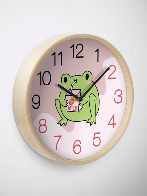 Cute Clock Aesthetic, Frog Bedroom Ideas, Frog Room Decor, Frog Room Ideas, Frogs Aesthetic, Frog Bedroom, Evoluzioni Eevee, Frog House, Cute Clock