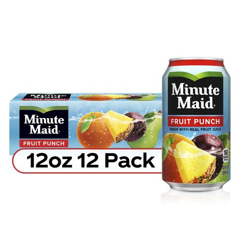 Today Buy Minute Maid Fruit Punch Juice, 12 fl oz, 12 Cans at Walmart.com Minute Maid Pink Lemonade, Minute Maid Apple Juice, Minute Maid Juice, Pickled Sausage, Punch Drinks, Sleepover Food, Minute Maid, Grocery Foods, Juice Drinks