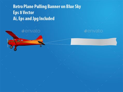 Plane With Banner Plane Pulling Banner, Blank Banner, Object Photography, Vintage Planes, Business Flyer, Everyday Objects, Flyer Design, Wind Sock, Vector Illustration