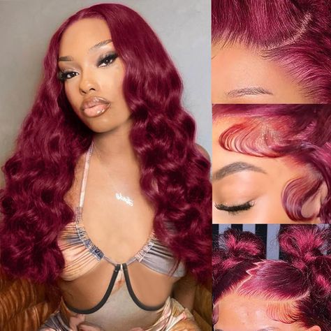 PRICES MAY VARY. Burgundy Lace Front Wig Material: 100% Brazilian Virgin human Hair burgundy lace front wigs human hair material was cut from one donor, full cuticle aligned, bouncy, soft and healthy, natural look. Body Wave Lace Front Wigs Human Hair: Red wig, we use plant extracts to dye the hair, more natural and healthy, 99j wine red lace front wigs. It can be straightened, curled, permed, durable, reusable and styled as your own hair. 99j HD Lace Front Wigs Cap: 99j burgundy body wave lace Hair Burgundy, Body Wave Lace Front Wigs, Red Wig, Wig Material, Lace Front Wigs Human Hair, Red Wigs, Hair Red, Wigs Human Hair, Burgundy Hair