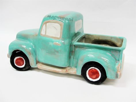 Pottery painting farmhouse rustic truck Truck Diy, Clay Crafts For Kids, Diy Pottery Painting, Kids Pottery, Paint Your Own Pottery, Class Theme, Ceramic Pots, Diy Pottery, Mini Trucks