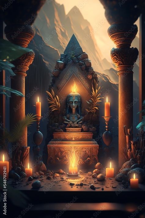 Altar Illustration, Fantasy Altar, Inside Pyramid, Stone Altar, Mother Painting, Altar Art, Mini Altar, Fantasy Concept, Fantasy Concept Art