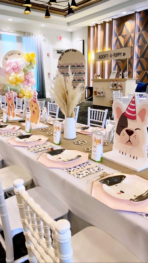 Dog Theme Birthday Party Centerpieces, 1st Birthday Party Puppy Theme, Come Sit Stay Sign Puppy Party, Dog's Birthday Party, Puppies And Kitties Birthday Party, French Bulldog Birthday Party, Puppy Party Backdrop, Puppy Party Table Decor, Its Pawty Time Birthday Theme