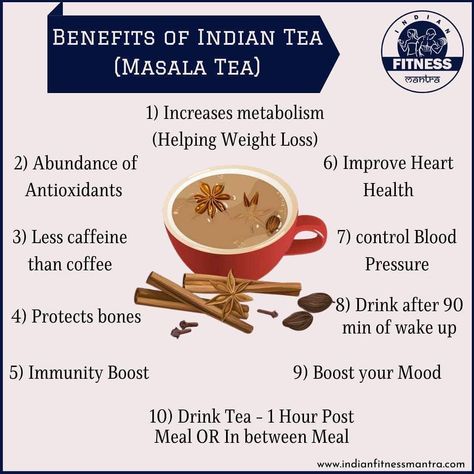 Benifits of Indian Tea (Masala Tea)  When you take Indian Masala Tea every day it will help you to lose your weight.  Add some spices in your everyday tea such as a mixture of many ingredients  including ginger, cardamom, cinnamon, cloves, and black pepper.  This aromatic spice helps in regulating digestion and fights bloating. Clove Tea Benefits, Cloves Tea, Indian Masala Tea, Cinnamon Tea Benefits, Tea Masala, Clove Tea, Ayurveda Diet, Cloves Benefits, Indian Masala