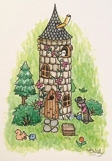 Stardew Valley Painted House, Stardew Valley Drawings Easy, Stardew Valley Wizard Tower, Stardew Valley Doodles, Rasmodius Stardew Valley, Stardew Valley Sketch, Stardew Valley Painting Buildings, Stardew Tattoo, Stardew Valley Drawings