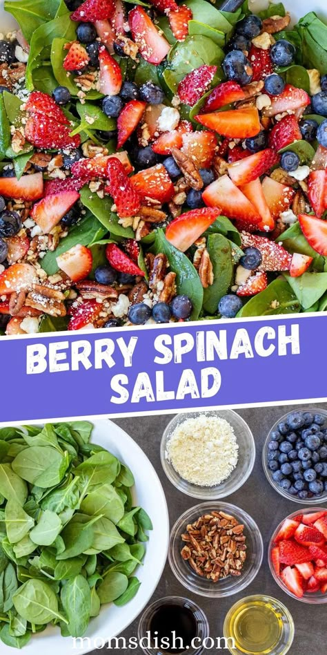 Berry Spinach Salad, Berry Salad Recipe, Spinach Salad Recipes, Berry Salad, Fresh Salad Recipes, Best Salad Recipes, Salad Recipes For Dinner, Salad Side Dishes, Spinach Salad