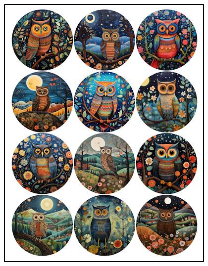 Our free printable Owl Naive Art 2-1/4″ Magnet Designs will make a great addition or start to your fridge magnet design collection. These 2-1/4″ designs are intended for use in making 2-1/4″ round refrigerator magnets, using a 2-1/4″ button machine and graphic punch cutter. Actual print size is approximately 2-1/2″ to allow for wrap-around on magnet. Badge Design Ideas, Fridge Magnet Design, Button Machine, Magnet Design, Button Magnets, Magnet Crafts, Bottle Cap Crafts, Retro Bags, Bottle Cap Images