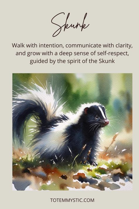 The spiritual meaning of a skunk is all about defense, reputation and respect. Lacking respect? Learn all about the skunk as power animal or totem. Skunk Spiritual Meaning, Skunk Symbolism, Crow Spirit Animal, Find Your Spirit Animal, Symbolism Meaning, Spirit Animal Meaning, Totem Animals, Animal Meanings, Spirit Animal Totem