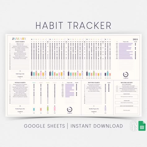 January 2025 Habit Tracker: Get Your FREE Printable! Notion Weekly Planner, Notion Study, Notion Weekly, Notion Organization, Notion Habit Tracker, Planner Template Aesthetic, Study Planner Free, Spreadsheet Design, Notion Template Free