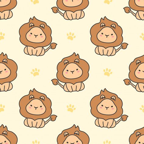 Cute Lion Wallpaper, Cute Lion Drawing, Cute Seamless Pattern, Baby Decals, Lion Pattern, Code Wallpaper, Watercolour Texture Background, Lion Wallpaper, Bloxburg Decal Codes