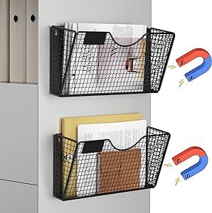 Mail Storage Ideas, Cubicle Organization, Magazine Basket, Hanging File Organizer, Magnetic Organizer, File Folder Organization, Wall File, Magnetic Paper, File Organizer