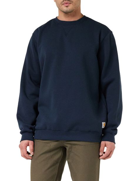 PRICES MAY VARY. 50% Cotton, 50% Polyester Imported Pull On closure Machine Wash 10.5-ounce, 50% cotton/50% polyester fabric, midweight Rib-knit cuffs and waist band V-patch front neck Carhartt label sewn on lower front Mens Crewneck, Men Aesthetic, Sweatshirts Men, Warm Autumn, Branded Sweatshirts, Big Men, Carhartt Mens, Mens Crew Neck, Knit Cuff