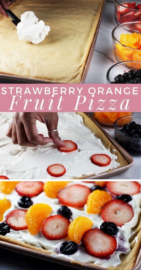 Fruit Pizza Sauce, Fruit Pizza With Cream Cheese, Cream Cheese Fruit Pizza, Pizza With Cream Cheese, Breakfast Fruit Pizza, Cookie Strawberry, Fruit Pizza Frosting, Mini Snacks, Fresh Fruit Desserts