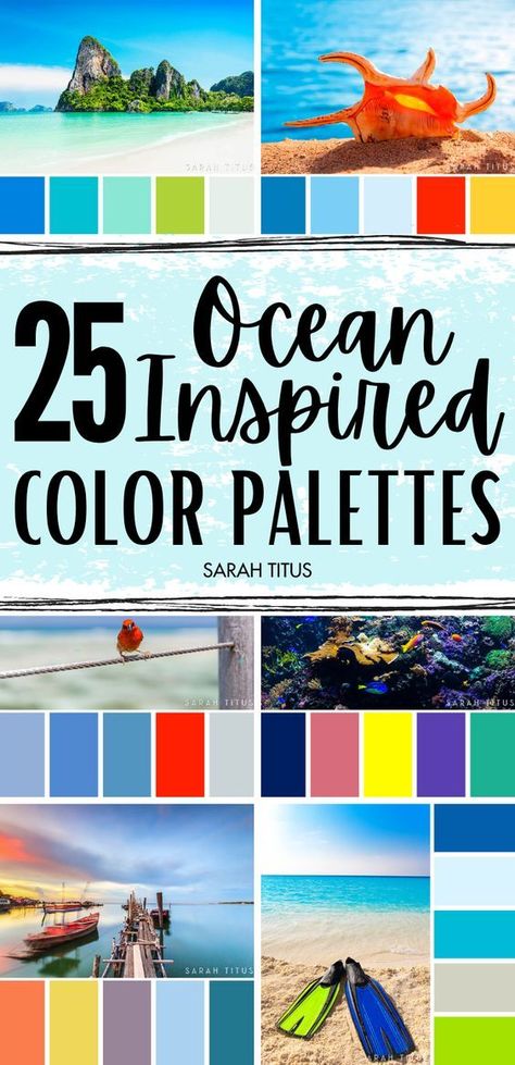 ocean inspired color palettes Beach House Color Palette, Nautical Color Palette, Beach Color Schemes, Coastal Color Palettes, Colorful Beach House, Beachy Color Palette, Ocean Color Palette, Beach Color Palettes, Sarah Titus