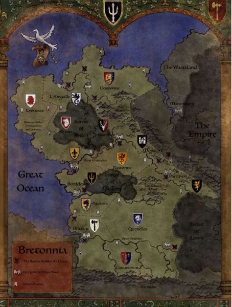 Warhammer Bretonnia Art, Bretonnia Art, Bretonnia Warhammer, Fantasy French, Cair Paravel, Warhammer Armies, The Lie, Fantasy Maps, Warhammer Art