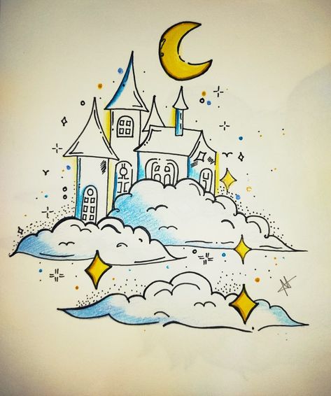 Dream😴💭 Dream House Drawing Easy, Dream Art Room Drawing, Dream World Drawing, Dream Drawing Ideas, Dreams Drawing Ideas, Drawing Ideas Easy Aesthetic, Dreams Drawing, Dream Art Room, Easy Cartoon