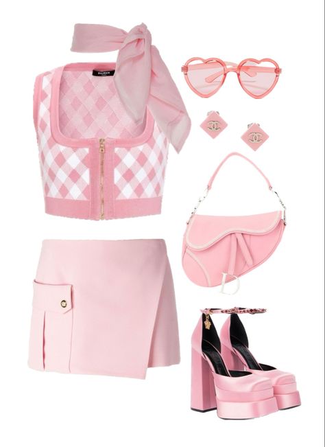 Barbiecore Outfit Baddie, Causal Barbie Outfits, Pink Barbie Aesthetic Outfits, Barbie Core Aesthetic Outfits, Barbie Inspired Outfits Pink, Barbie Movie Outfits Ideas, Barbie Style Outfits, Barbiecore Aesthetic Outfit, Barbie Oc