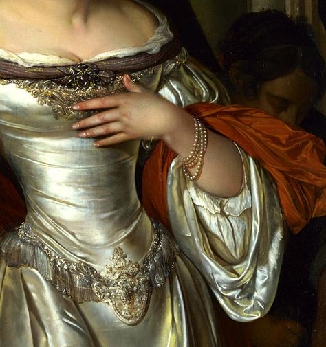 the-garden-of-delights:  ““Judith” (c. 1678) (detail) by Eglon Hendrik van der Neer (1634-1703).  ” Enchanted Dresses, Fresco Painting, Historical Costume, Classical Art, Historical Dresses, Moda Vintage, Marie Antoinette, Historical Fashion, Fashion History