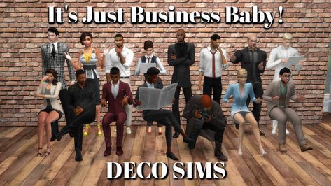 It's Just Business Baby! | Inner City Simmer on Patreon Sims 4 Deco Sims, Deco Sims, Sim4 Cc, Poses Sims 4, Sims Poses, Sims 4 Studio, Sims 4 Clutter, Sims 4 Poses, The Sims 4 Packs